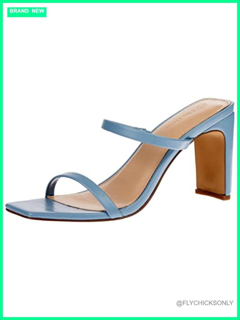 Square Toe Two Strap Block Heel Sandal 3" High Heel